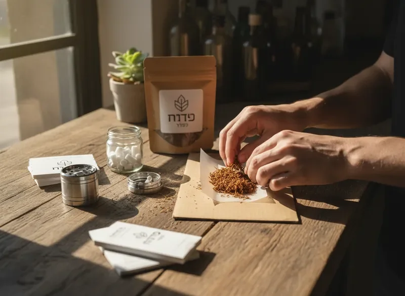 הכנת ניירות גלגול על משטח עץ טבעי