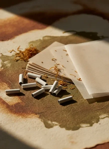 ניירות גלגול ומסננים על רקע נייר מרקם